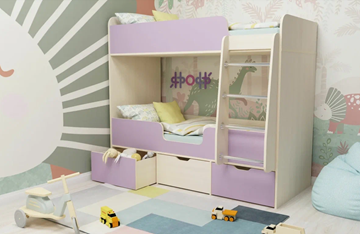 Детская двухэтажная кровать Малыш двойняшка 70х160, корпус Дуб молочный, фасад Ирис в Норильске