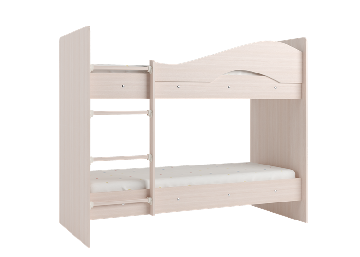 Детская 2-этажная кровать Мая на щитах со шкафом и ящиками, цвет Млечный дуб в Красноярске - изображение 2