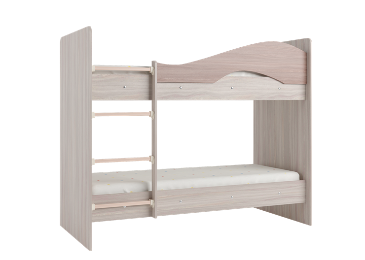 Кровать 2-ярусная Мая с 2 ящиками на щитах, корпус Шимо светлый, фасад Шимо темный в Норильске - изображение 2