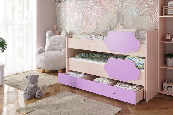Двухэтажная детская кровать Соник 1.6 с ящиком, Ирис в Красноярске - изображение