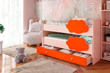 Детская двухэтажная кровать Соник 1.6 с ящиком, Оранжевый в Красноярске