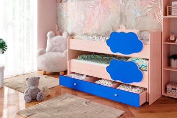 Детская 2-этажная кровать Соник 1.6 с ящиком, Синий в Норильске