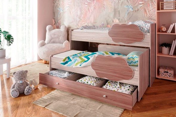 Детская двухэтажная кровать Соник 1.6 с ящиком, Ясень Шимо в Норильске - изображение