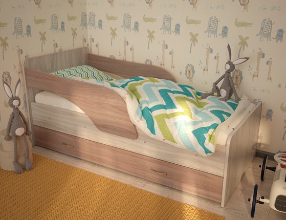 Детская кровать Максимка, корпус Шимо светлый, фасад Шимо темный в Норильске - изображение