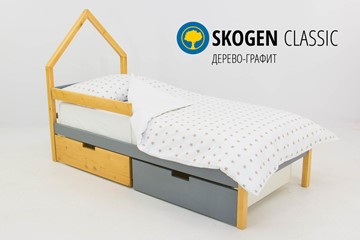 Кровать-домик детская мини Skogen дерево-графит в Норильске
