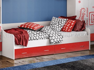 Кровать детская Алфавит (Красный) с ящиками в Норильске