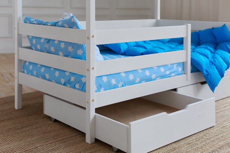 Кровать детская Домик с ящиками, цвет белый в Норильске - изображение 3