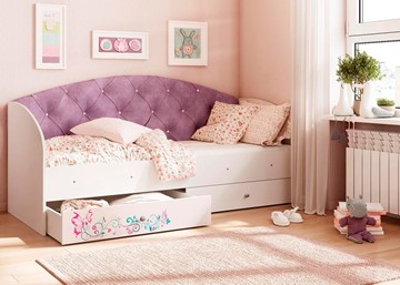 Кровать детская односпальная Эльза без бортика, Фиолетовый (латы) в Красноярске