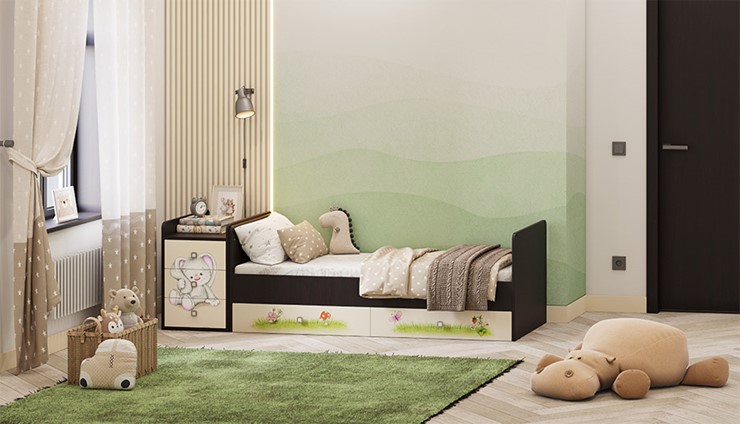 Кровать детская Фея 1100 Зайчонок Венге-бежевый в Норильске - изображение 5