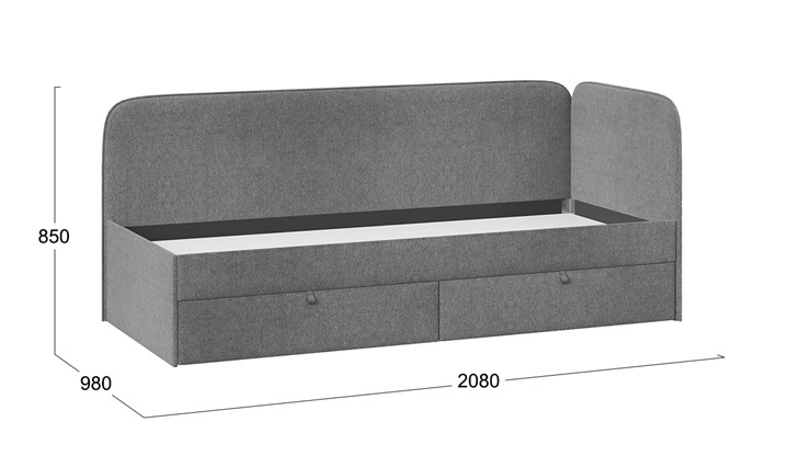 Подростковая кровать Молли тип 1 (90), Микровелюр Scandi Graphite 22 в Норильске - изображение 3