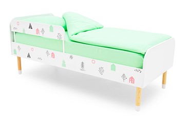 Детская кровать Stumpa Классика "Домики розовый, бирюзовый" в Норильске
