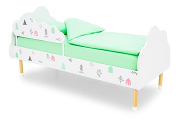 Кровать детская Stumpa Облако "Домики розовый, бирюзовый" в Норильске
