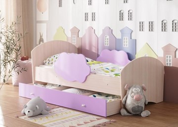 Детская кровать Тучка с ящиком, корпус Дуб млечный, фасад Ирис в Норильске