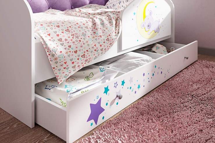 Детская кровать односпальная Звездочка с бортиком, Розовый в Красноярске - изображение 1