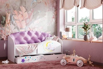 Кровать с ящиками Звездочка с бортиком, Фиолетовый в Норильске