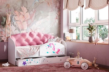 Детская кровать односпальная Звездочка с бортиком, Розовый в Норильске
