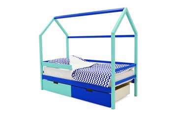 Кровать-домик детская Svogen синий-мятный в Норильске