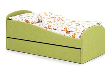 Мягкая кровать с ящиком Letmo авокадо (рогожка) в Норильске