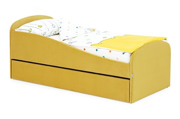 Кровать в детскую с ящиком Letmo горчичный (велюр) в Красноярске