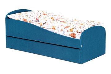 Мягкая кровать с ящиком Letmo морской (велюр) в Норильске