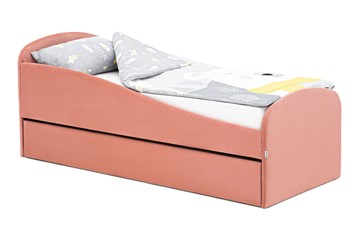 Кровать в детскую с ящиком Letmo пудровый (велюр) в Норильске