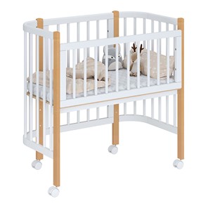 Кроватка детская приставная POLINI Kids Simple 105 Белый / Бук в Норильске - предосмотр