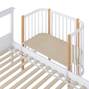 Кроватка детская приставная POLINI Kids Simple 105 Белый / Бук в Норильске - предосмотр 3