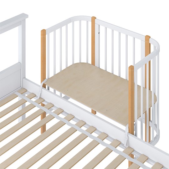 Кроватка детская приставная POLINI Kids Simple 105 Белый / Бук в Норильске - изображение 3