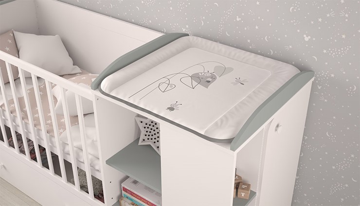 Кровать-трансформер детская с комодом POLINI Kids Ameli 800 Белый / Серый, серия AMELI в Норильске - изображение 3