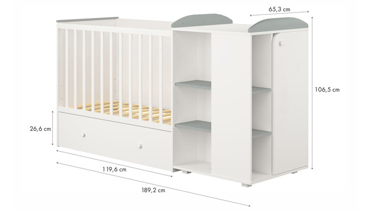 Кровать-трансформер детская с комодом POLINI Kids Ameli 800 Белый / Серый, серия AMELI в Норильске - изображение 4