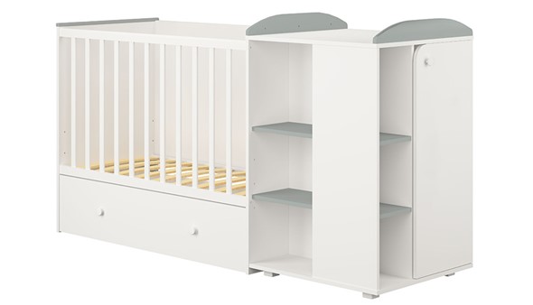 Кровать-трансформер детская с комодом POLINI Kids Ameli 800 Белый / Серый, серия AMELI в Норильске - изображение