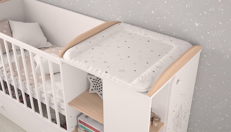 Многофункциональная кровать с комодом POLINI Kids French 800 TEDDY Белый / Дуб пастельный в Норильске - изображение 6