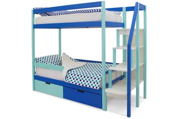 Детская двухэтажная кровать Svogen мятный-синий в Красноярске