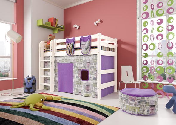 Кровать-чердак детская Соня,  Вариант 5 Белый в Норильске - изображение