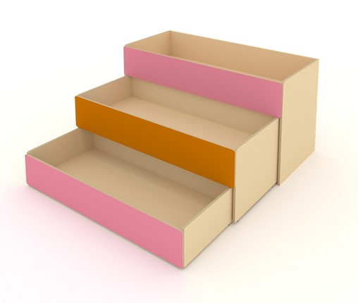 Детская кровать 3-х уровневая КД-3, Беж + Розовый + Оранжевый в Норильске - изображение