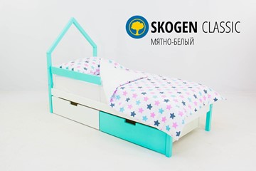 Кровать-домик детская мини Skogen белый-мятный в Норильске