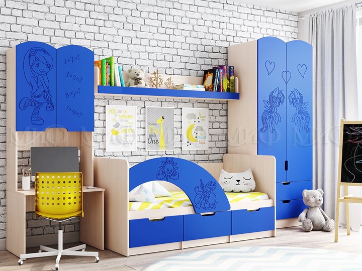 Детская спальня Юниор-3, Синий матовый в Красноярске - изображение