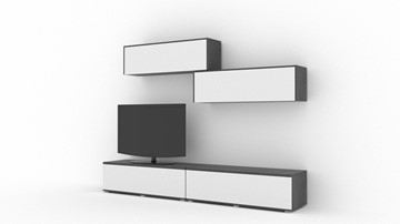 Гостиный гарнитур Куб (Cube), цвет Белый софт, Черный ясень в Норильске - предосмотр 1