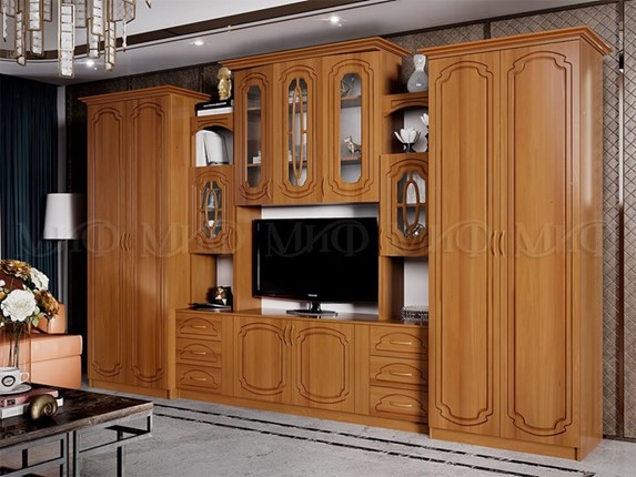 Гостиный гарнитур Альберт со шкафами, глянцевый в Красноярске - изображение