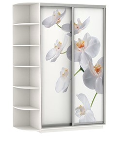 Шкаф Хит, 1500x600x2200, фотопечать, со стеллажом, белая орхидея, белый снег в Красноярске