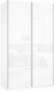 Шкаф-купе Прайм (Белое стекло/Белое стекло) 1200x570x2300, белый снег в Красноярске - предосмотр