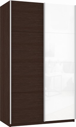 Шкаф 2-дверный Прайм (ДСП/Белое стекло) 1200x570x2300, венге в Красноярске - изображение