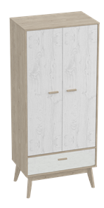 Шкаф для одежды Калгари, Дуб натуральный светлый/Белый матовый в Норильске