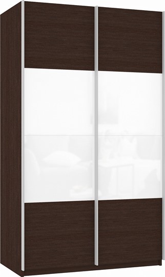 Шкаф 2-дверный Прайм (ДСП/Белое стекло) 1200x570x2300, венге в Красноярске - изображение 2