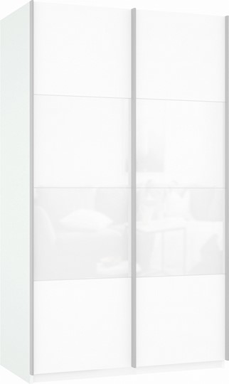 Шкаф Прайм (ДСП/Белое стекло) 1600x570x2300, белый снег в Красноярске - изображение 2