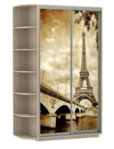 Шкаф Хит, 1500x600x2200, фотопечать, со стеллажом, париж, шимо светлый в Норильске