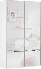 Шкаф 2-х дверный Прайм (Зеркало/Зеркало) 1600x570x2300, белый снег в Норильске