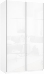 Шкаф 2-створчатый Прайм (Белое стекло/Белое стекло) 1400x570x2300, белый снег в Красноярске - предосмотр