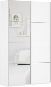 Шкаф 2-створчатый Прайм (ДСП/Зеркало) 1400x570x2300, белый снег в Норильске