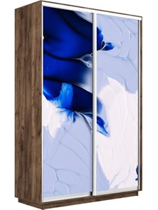 Шкаф Экспресс 1400x450x2400, Абстракция бело-голубая/дуб табачный в Норильске